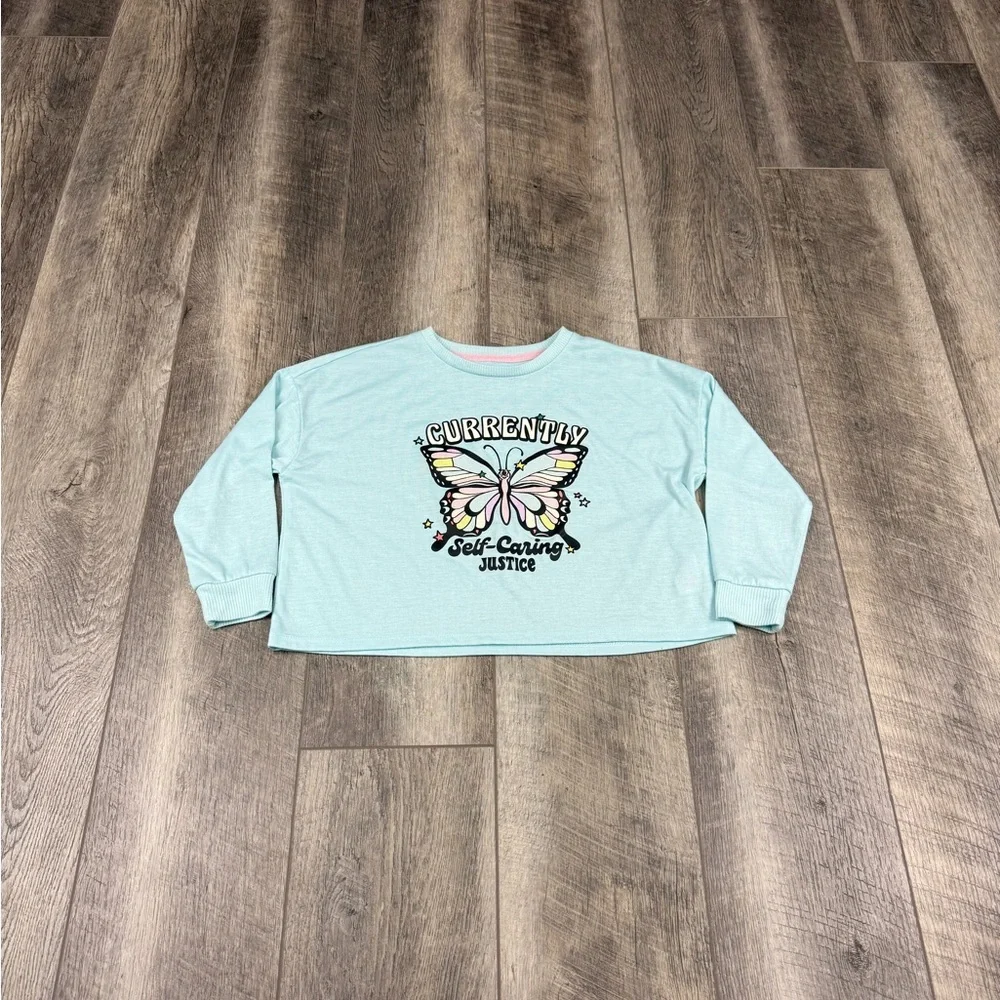 Justice Teal Butterfly Long Sleeve‎ Top